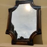 Large format retro decorative vintage wicker and rattan wood mirror