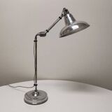 Lampe articulée industrielle, nickelé, Houillon Nancy,