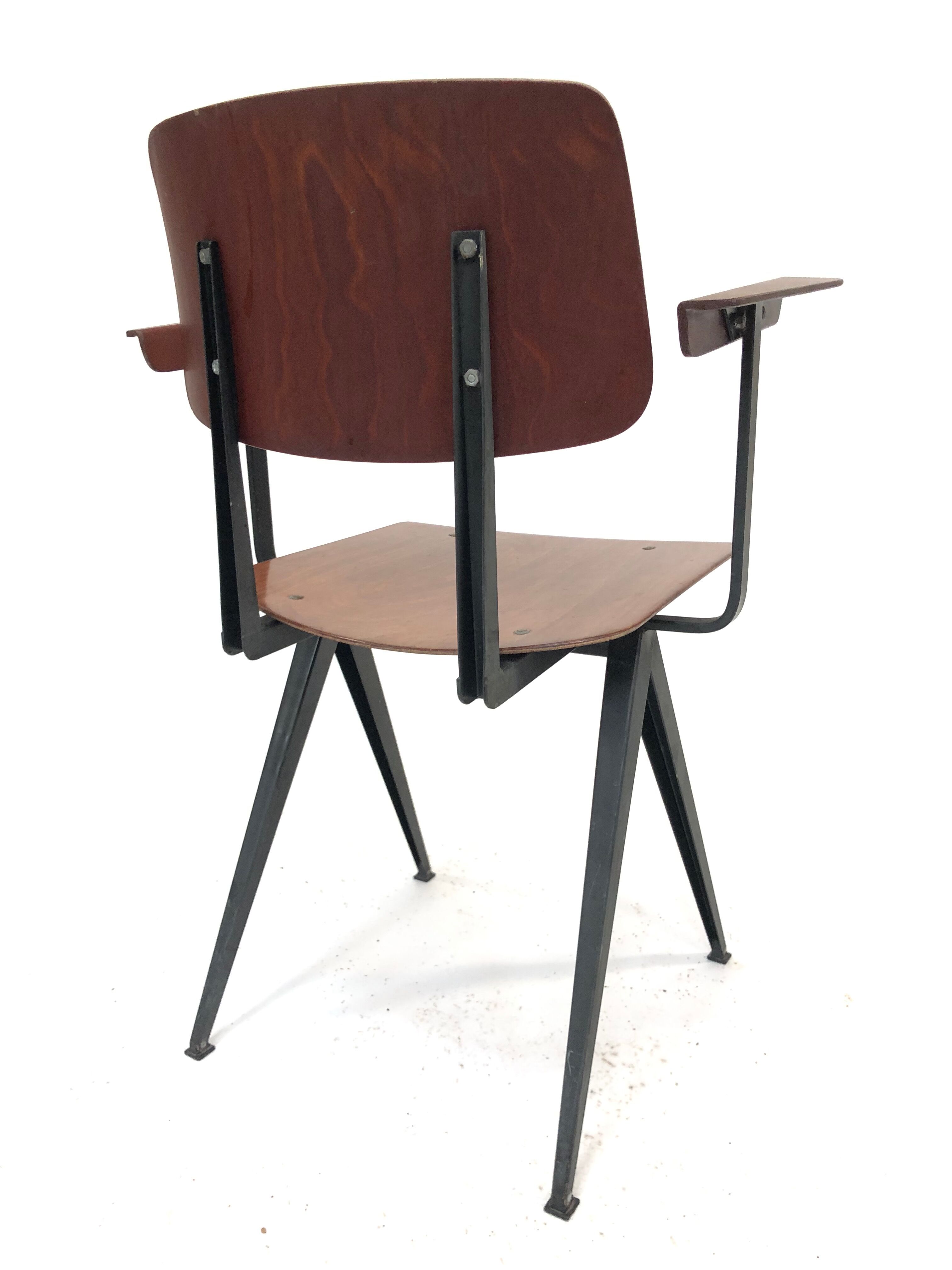 Vintage Galvanitas S16 school Chair with armrests and compass of the 1960s