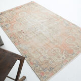 Soft Pastel Orange Wool Vintage Rug