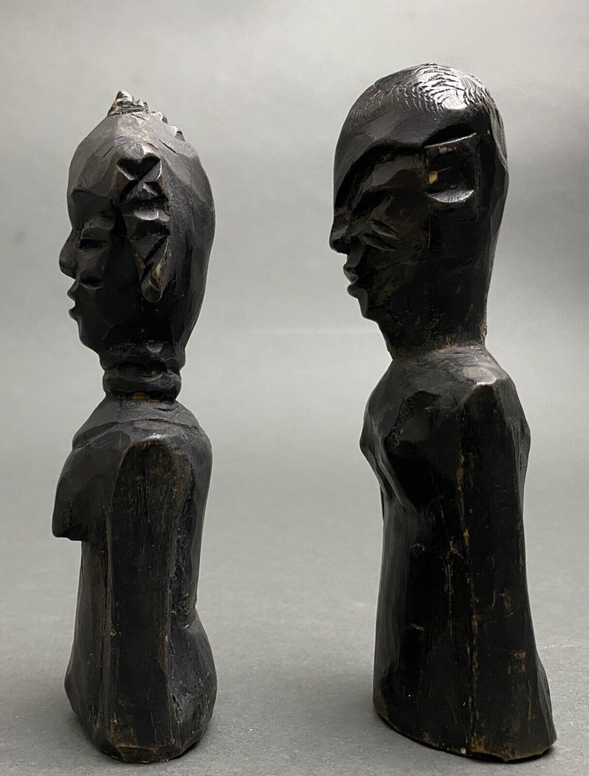 Pair of wooden statuettes sculptures of african couple 1960