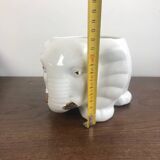 Cache pot éléphant vintage blanc et doré