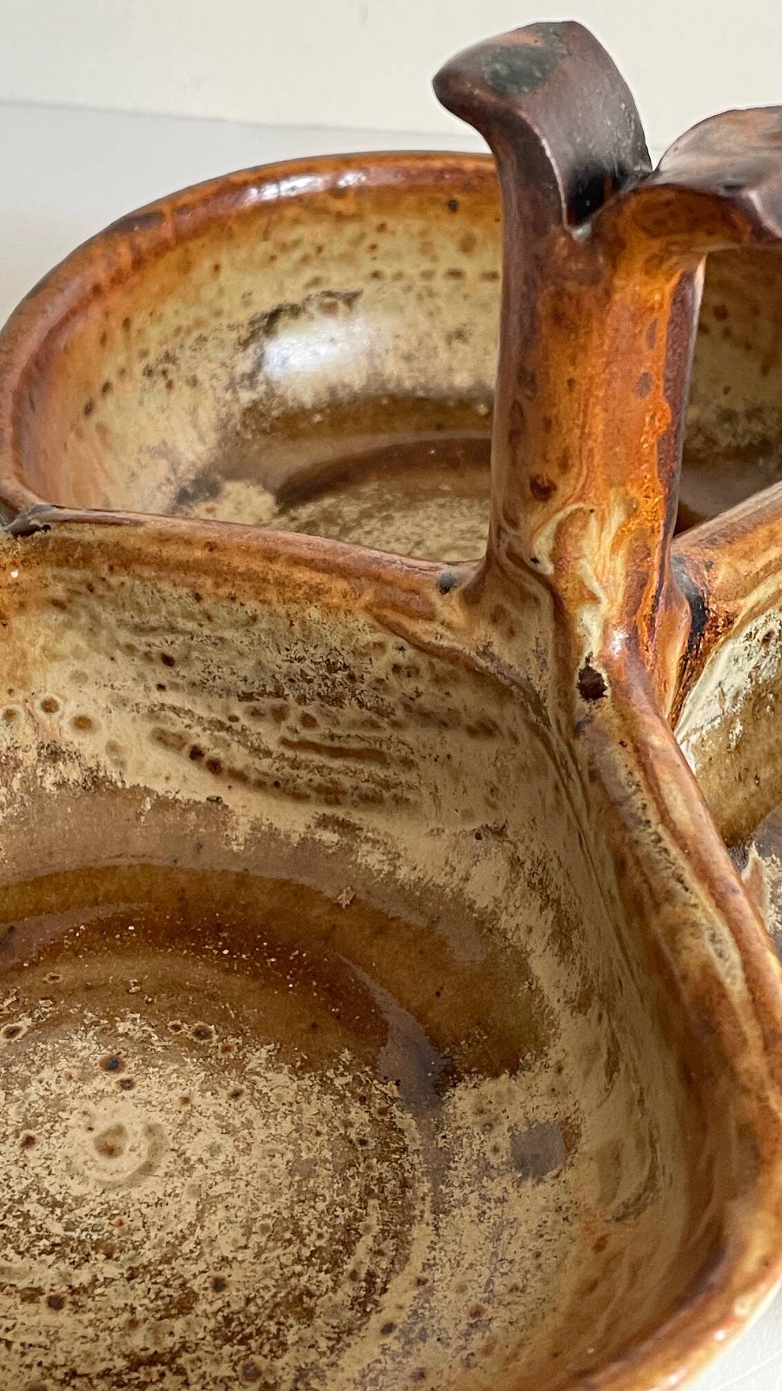 Vintage glazed stoneware appetizer dish