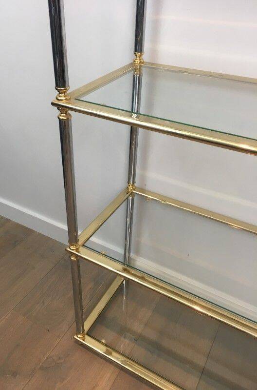 Neoclassical shelf with silver gunmetal patina and gilt metal