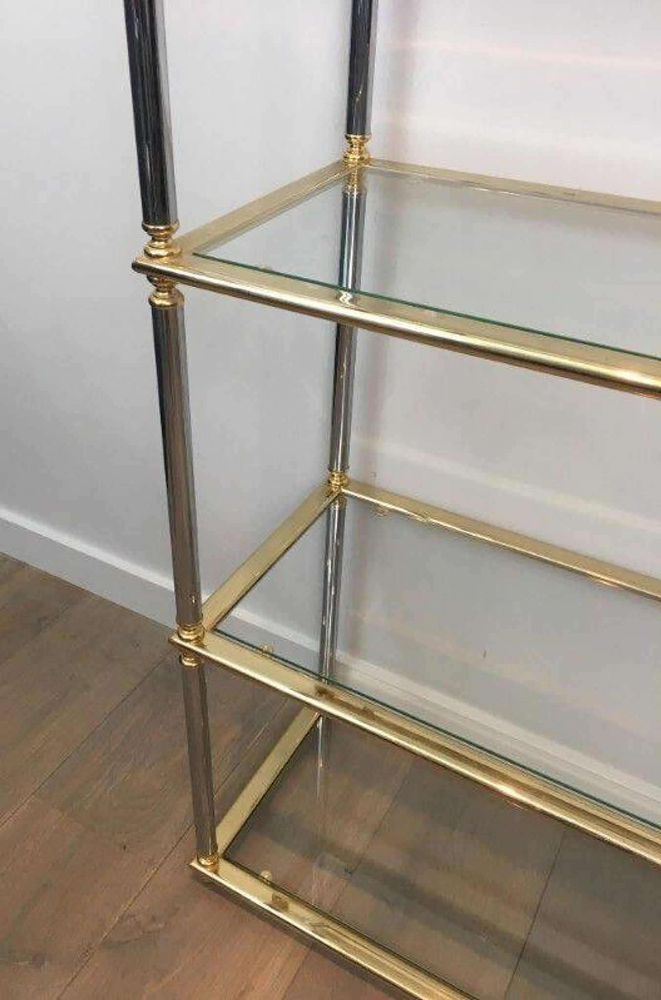 Neoclassical shelf with silver gunmetal patina and gilt metal
