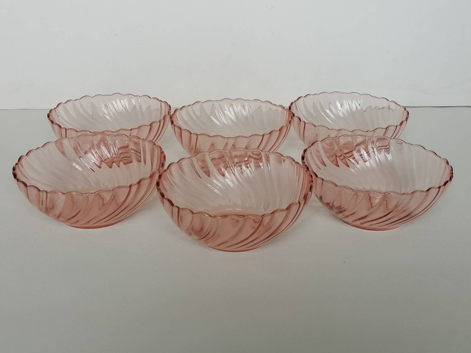 6 pink glass bowls rosaline collection