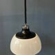 Mid-century plexiglass massive space age pendant lamp with white acrylic shade