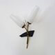 Vintage brass wheat strand wall light with glass tulip, 1960s