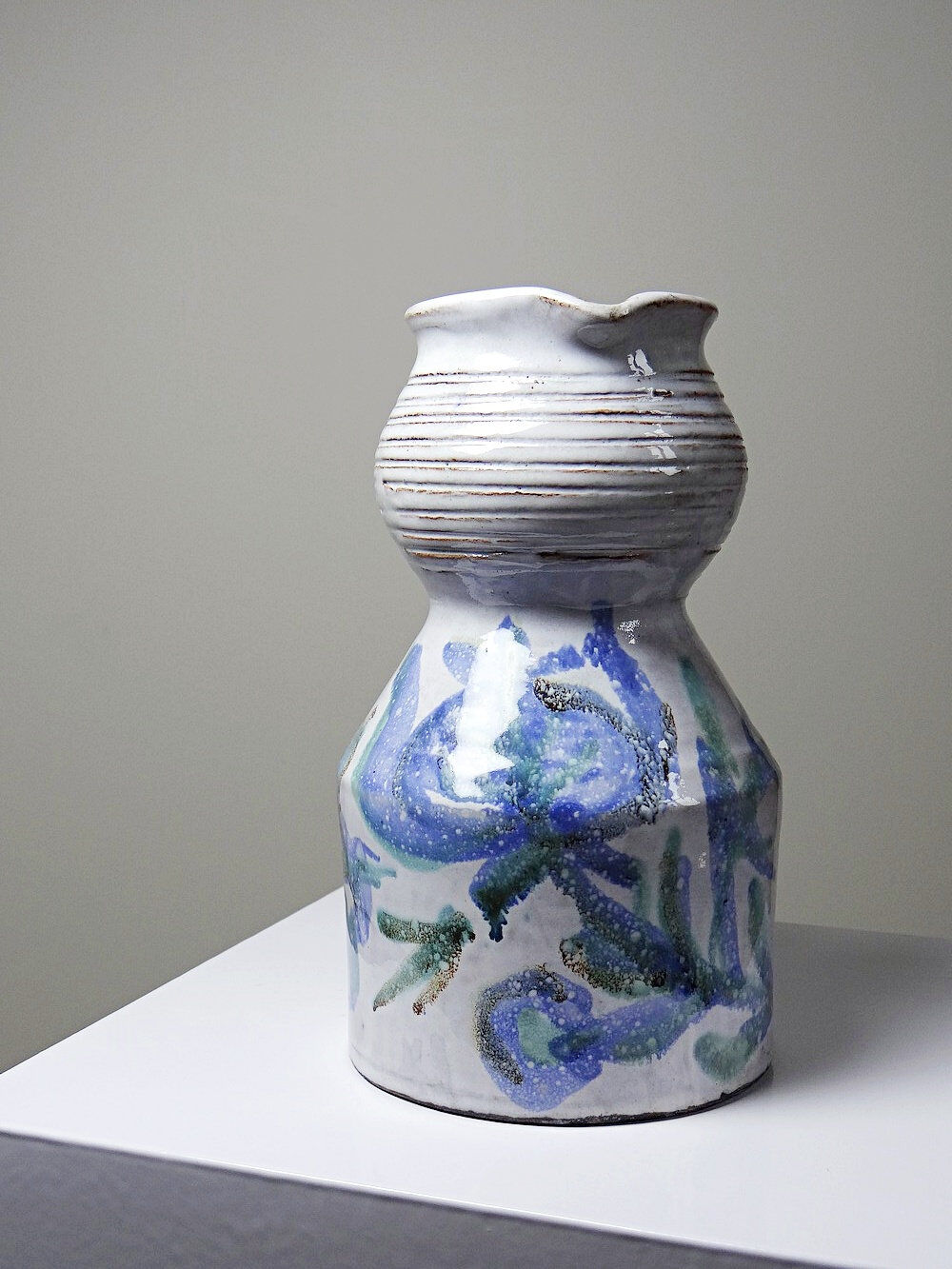 Glazed stoneware pitcher Vallauris 1970s Boris Kasianoff, Albert Thiry, Le Mûrier