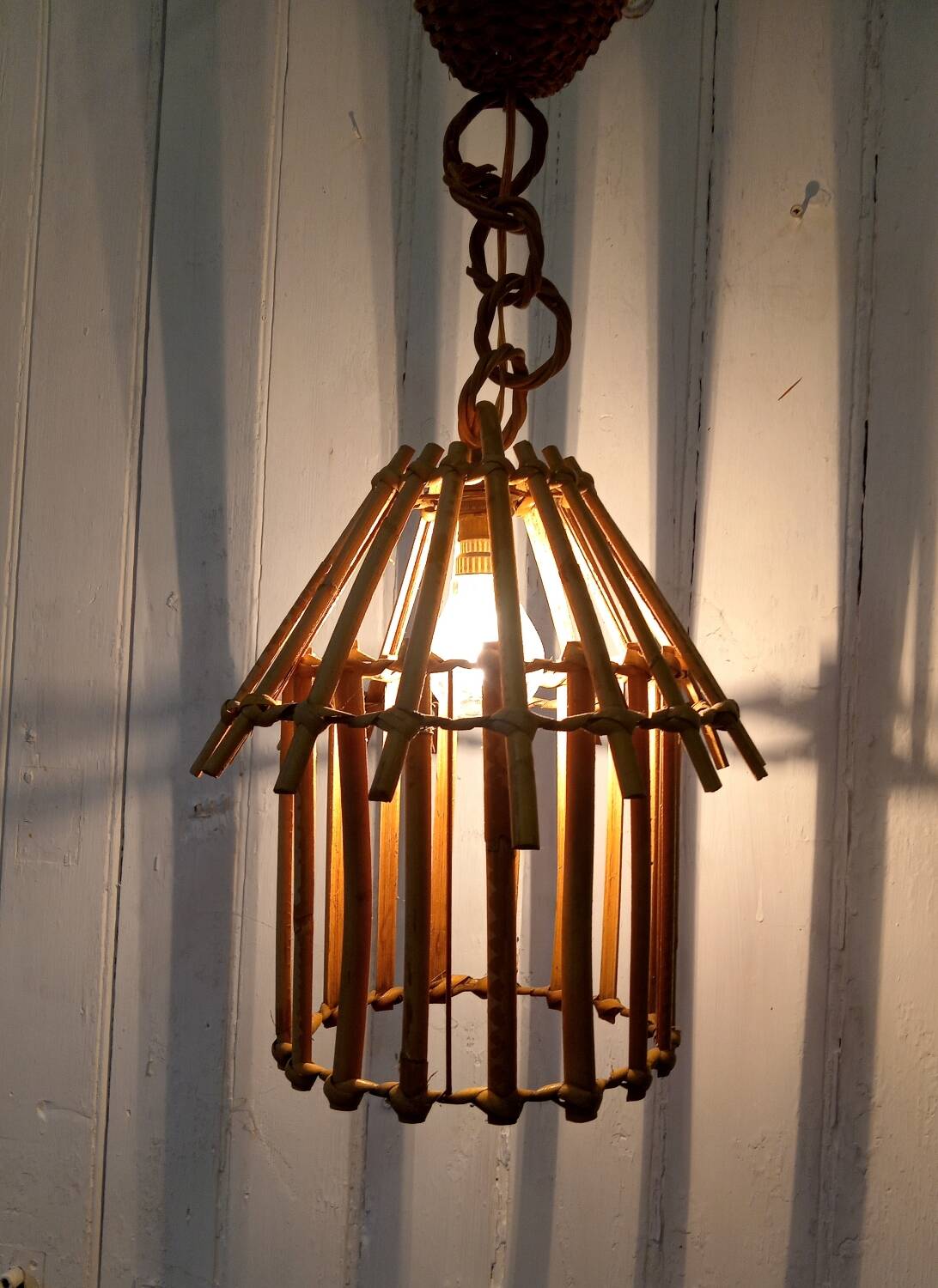 Vintage rattan pendant light