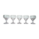 Five engraved vintage glasses white wine or aperitif glasses
