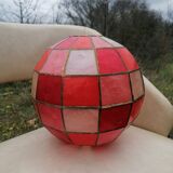 Faceted ball suspension in mother-of-pearl and vintage brass