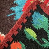 Moldavian runner rug with stylized flowers and geometric design