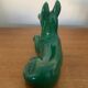 Antique St Clement German Shepherd Dog Sculpture Green Ceramic #C134