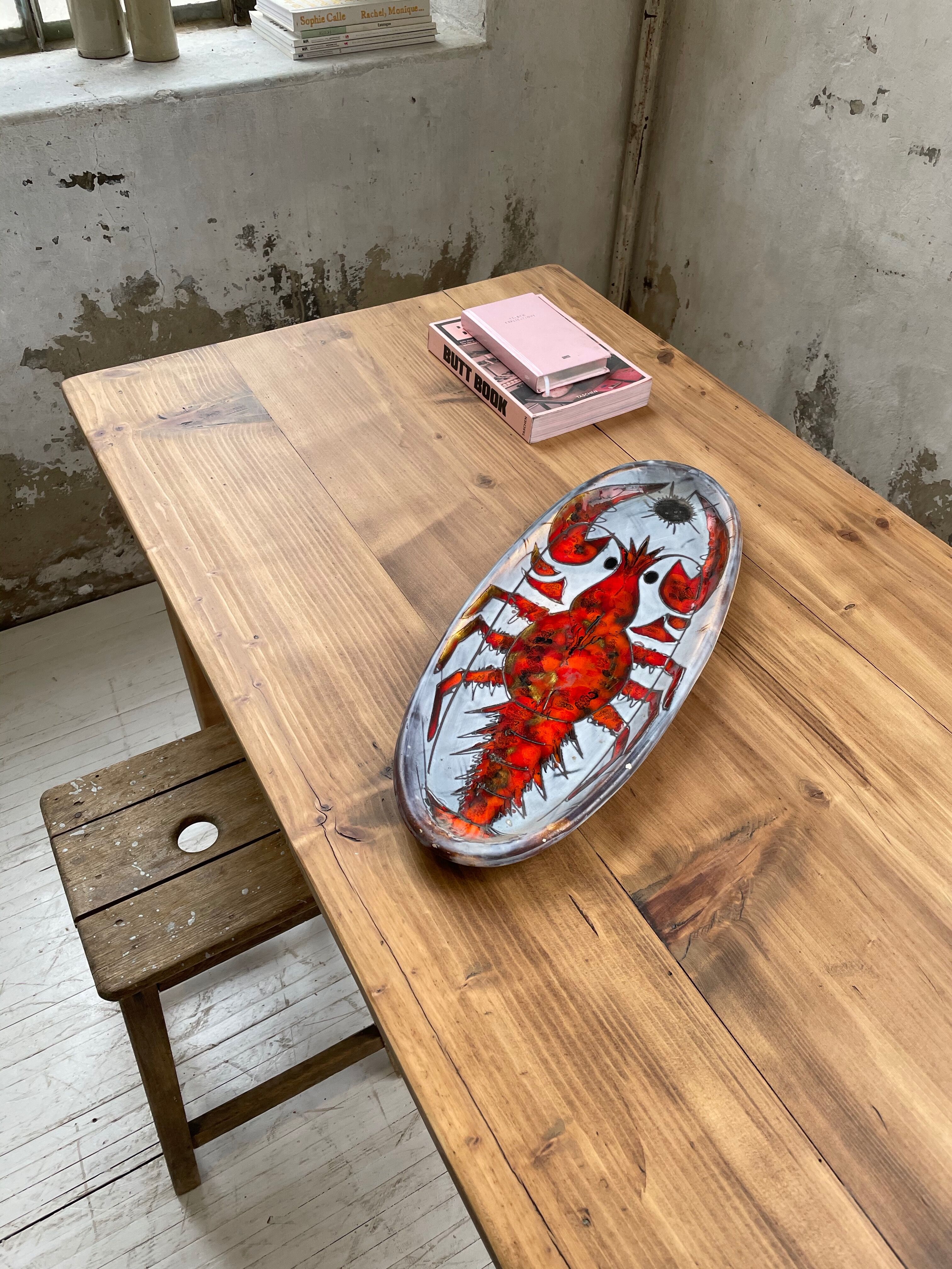 Plat céramique « homard » Vallauris Brunner