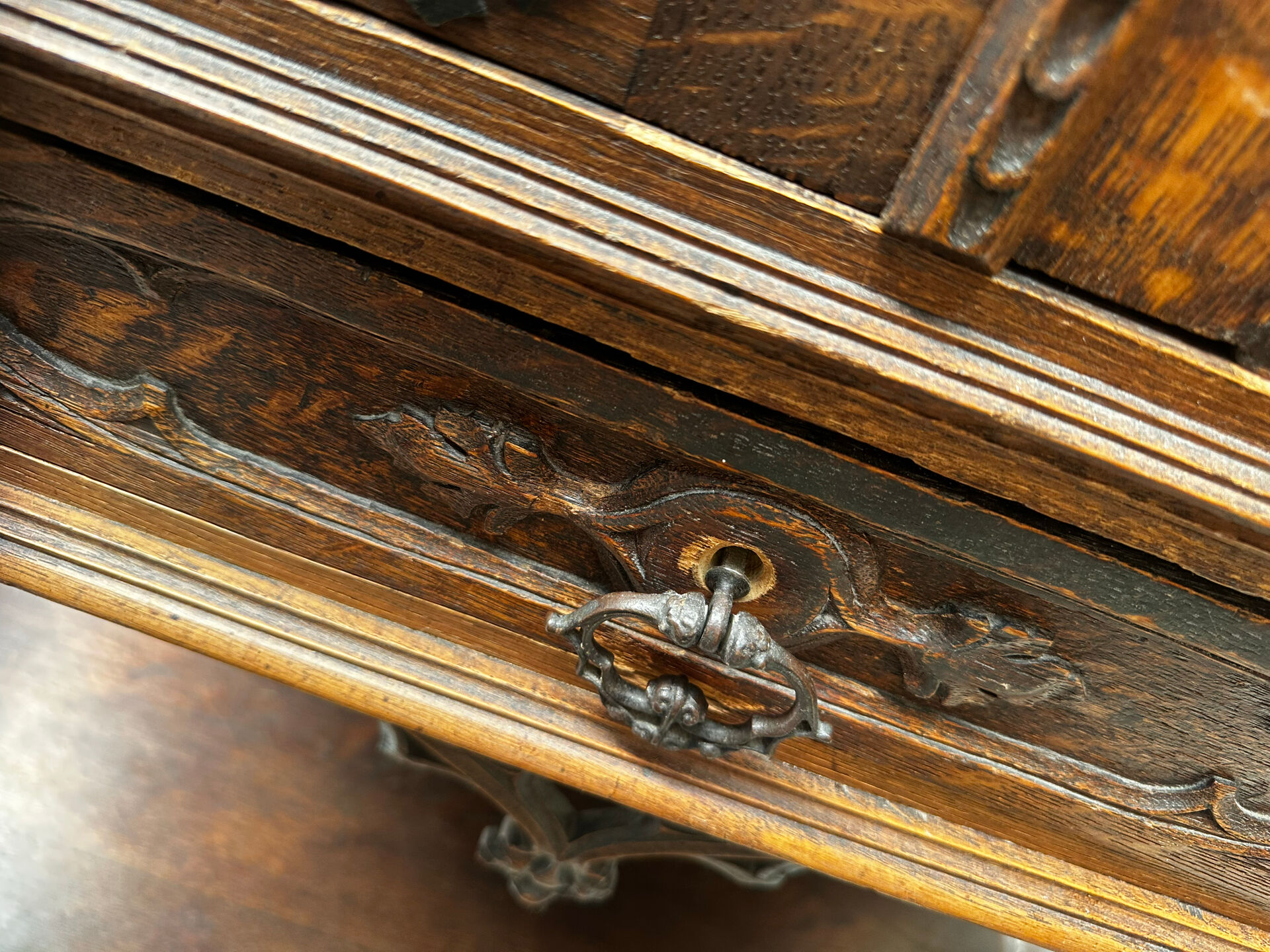 Gothic Buffet Cabinet in Carved Oak, 19th Century
