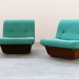 Set of two Lev & Lev armchairs in fabric, removable covers, with fiberglass structure, year