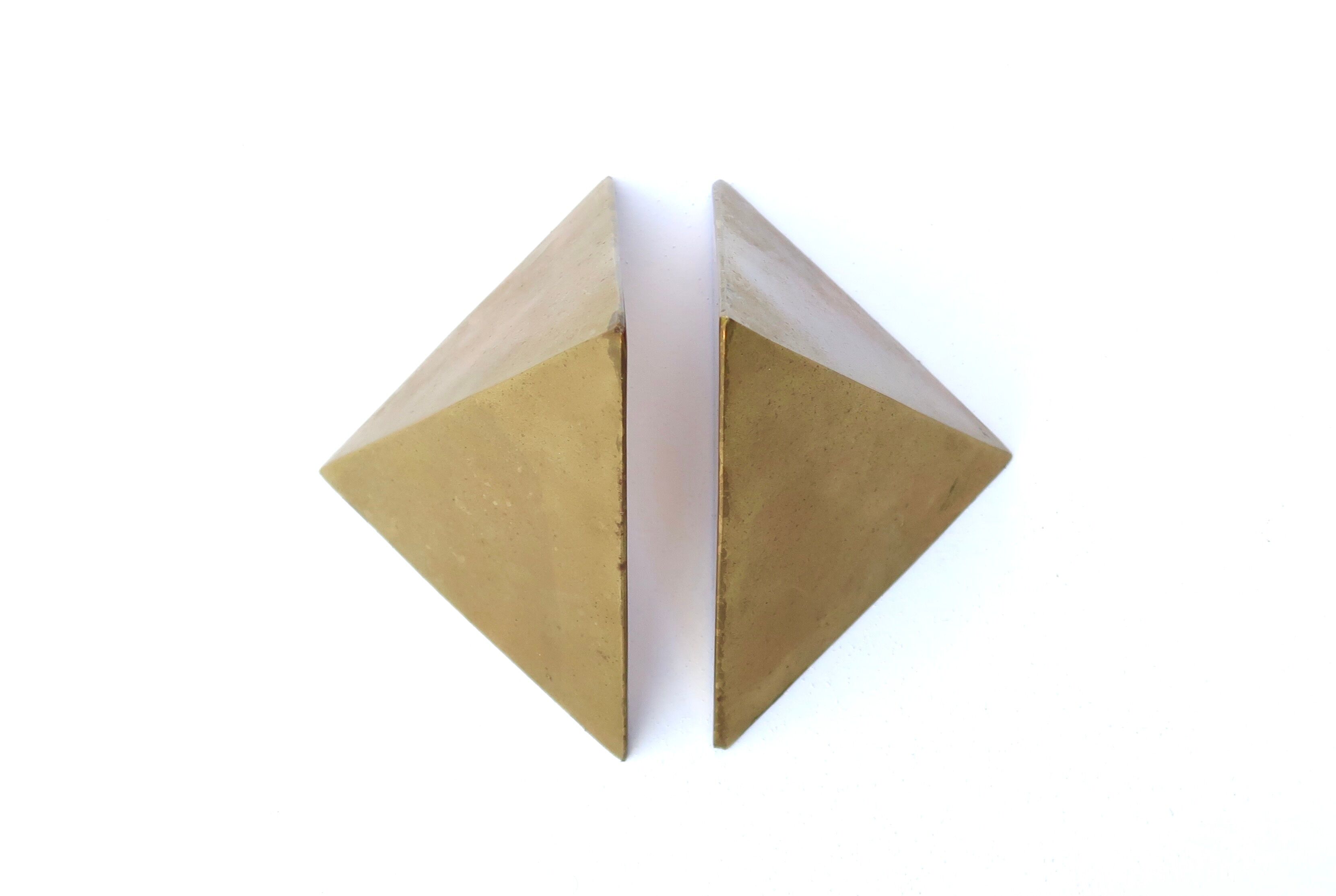 Brass "prism" bookends, 80s