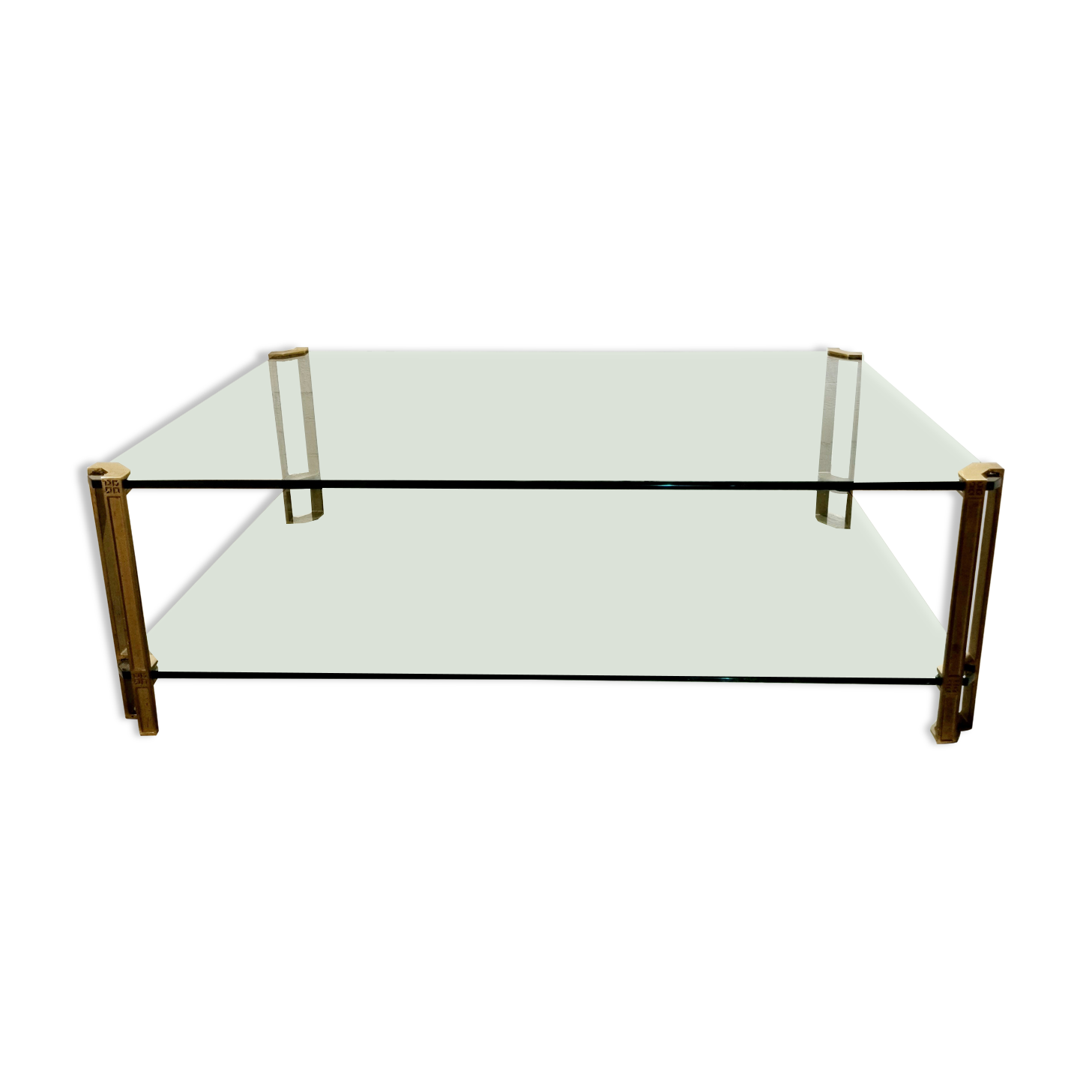 Vintage Brass and Glass Model T24 Coffee Table by Peter Ghyczy, 1970s