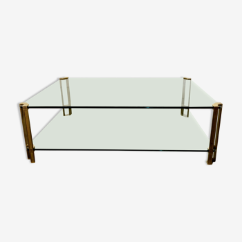 Vintage Brass and Glass Model T24 Coffee Table by Peter Ghyczy, 1970s
