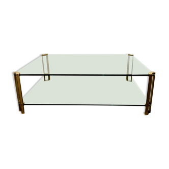 Vintage Brass and Glass Model T24 Coffee Table by Peter Ghyczy, 1970s