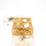 Glass carafe and tray set