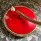 Lampe métal laquée rouge et doré 60’S
