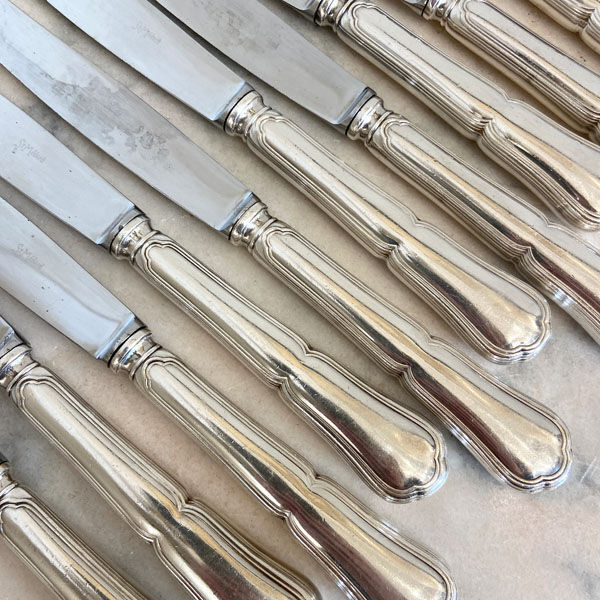 Series of 12 old knives, silver metal