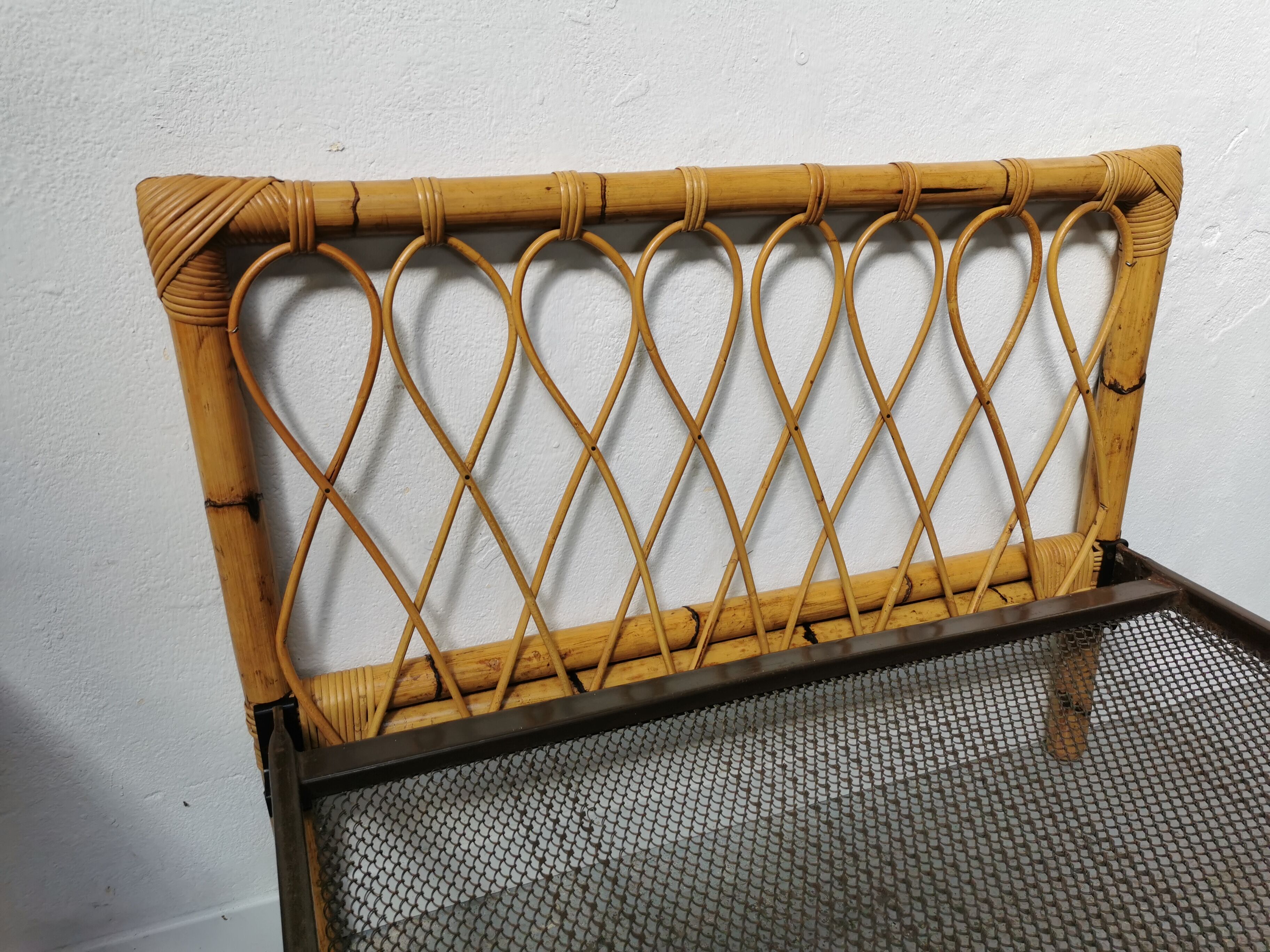 Pair of vintage rattan twin bed