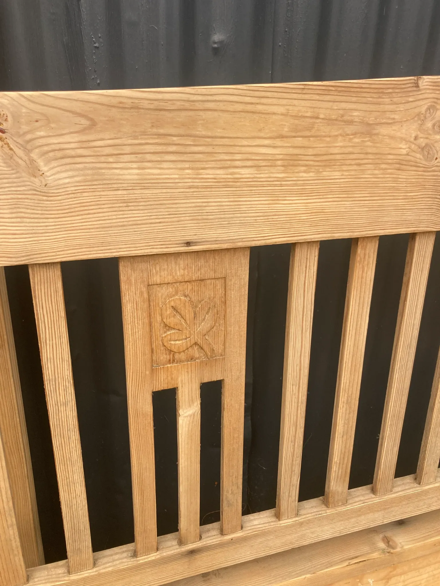 Large Scandinavian wooden storage bench