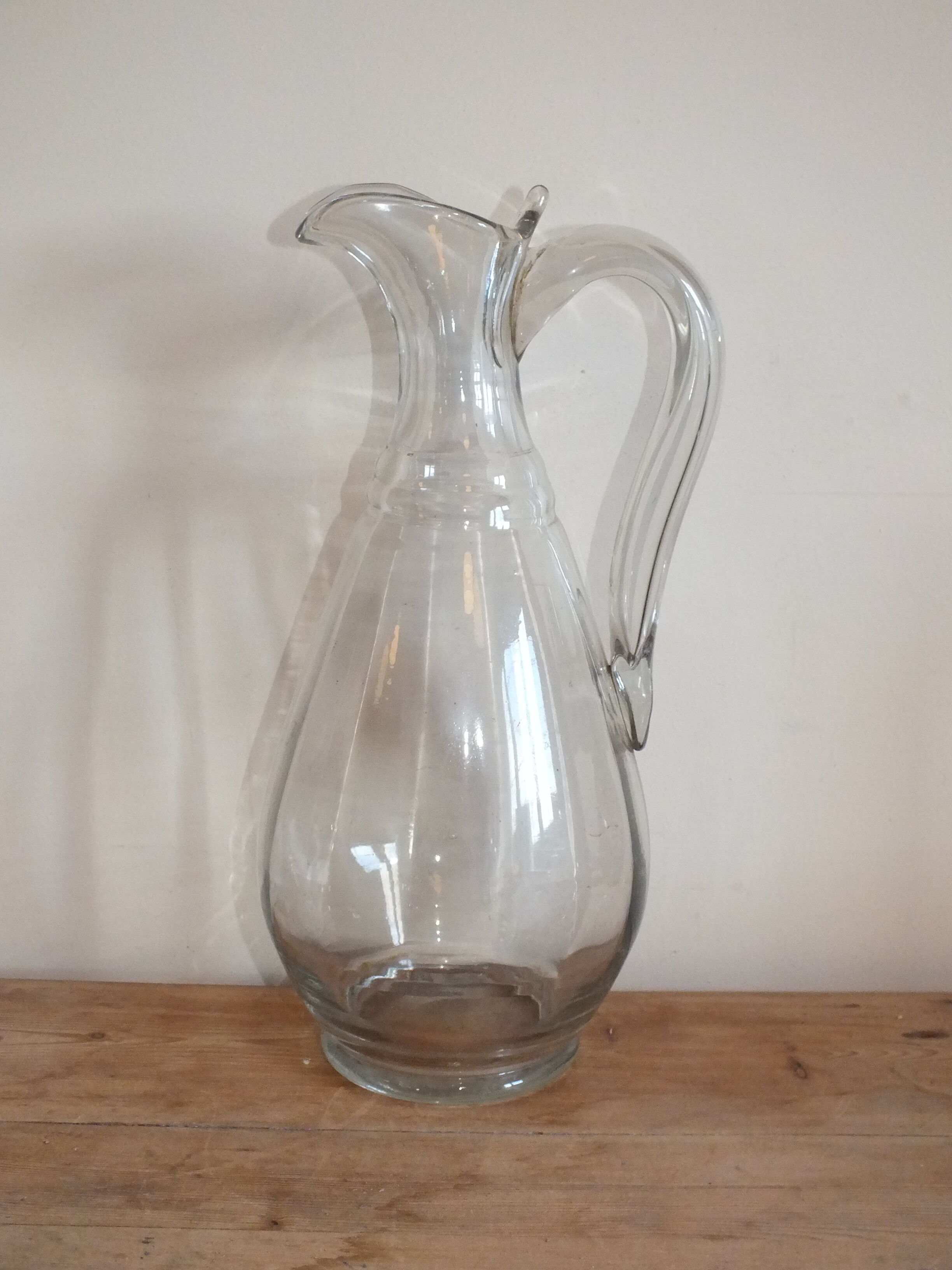 Grand pichet à cidre en verre soufflé Normandie 19ème siècle