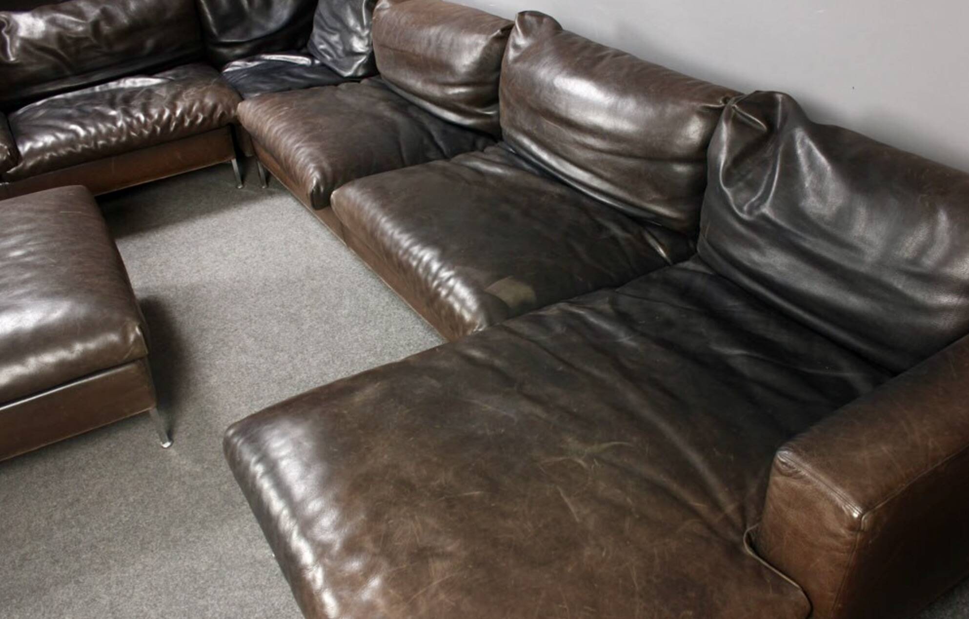 Gigantic modular leather sofa design for 12 people.