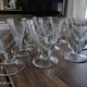 Set of 9 conical glasses on pedestal in antique chiseled glass crosses