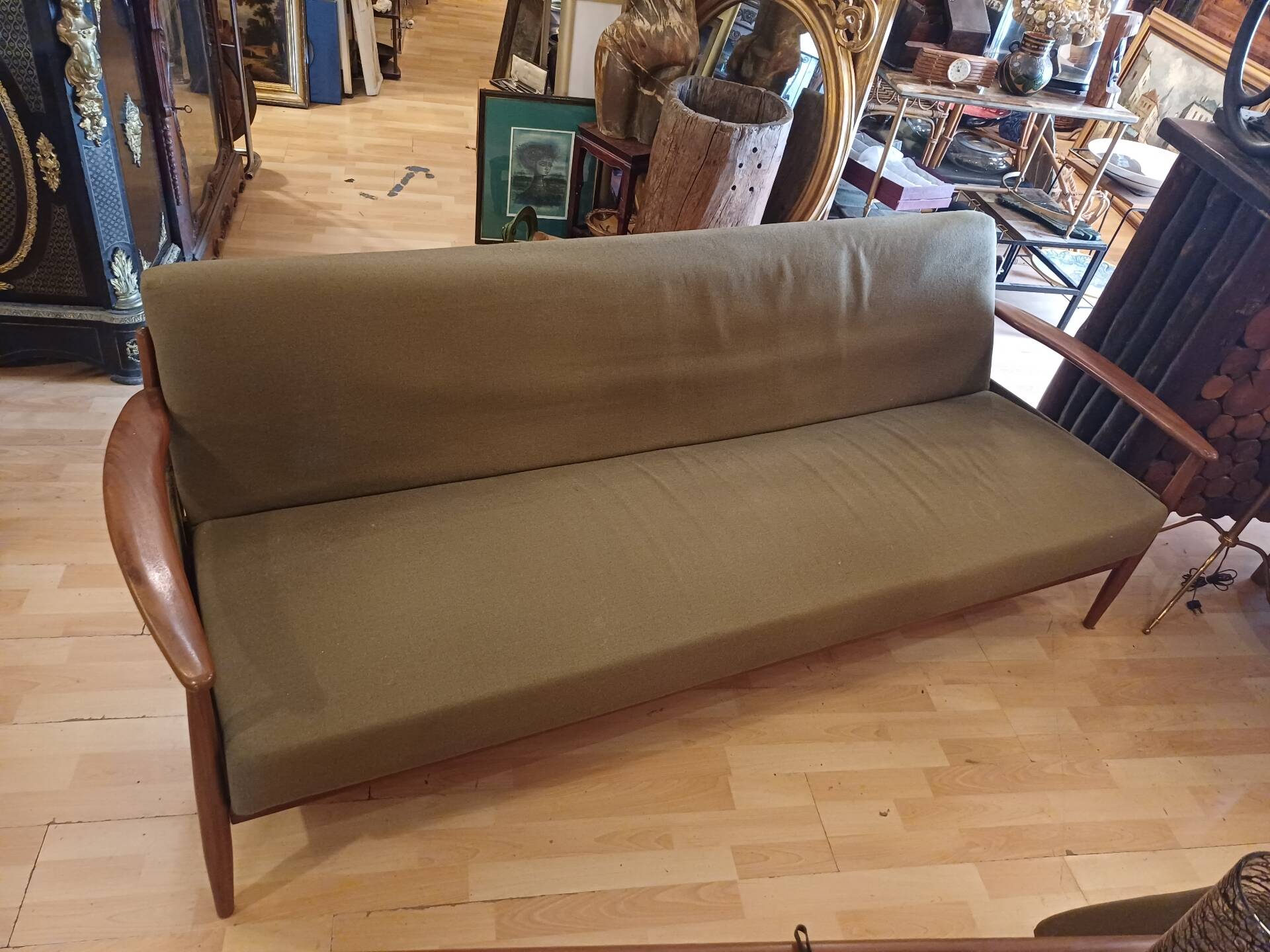 1960 Scandinavian convertible bench, in its original condition.