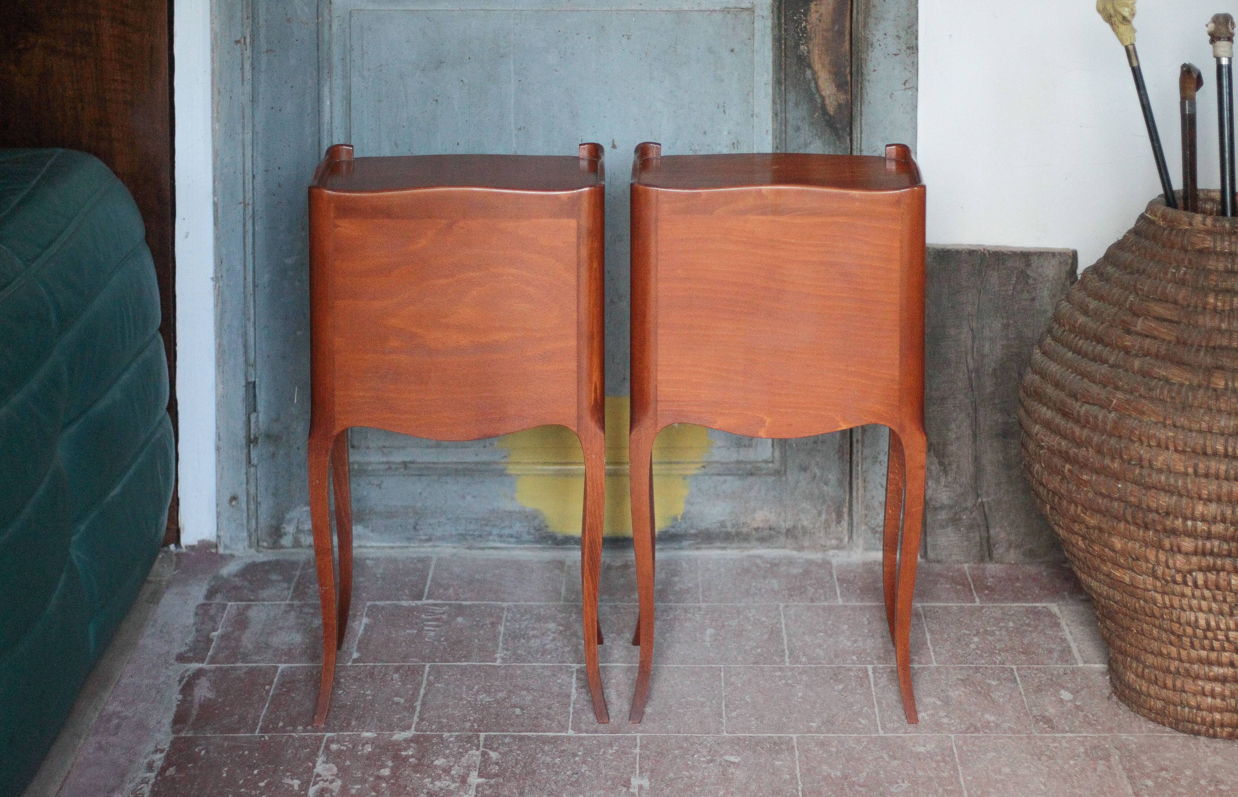 Pair of wooden bedside tables, vintage bedside table, side table.