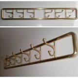 86cm art-deco brass coat rack with 6 folding hooks, austria, 1930s