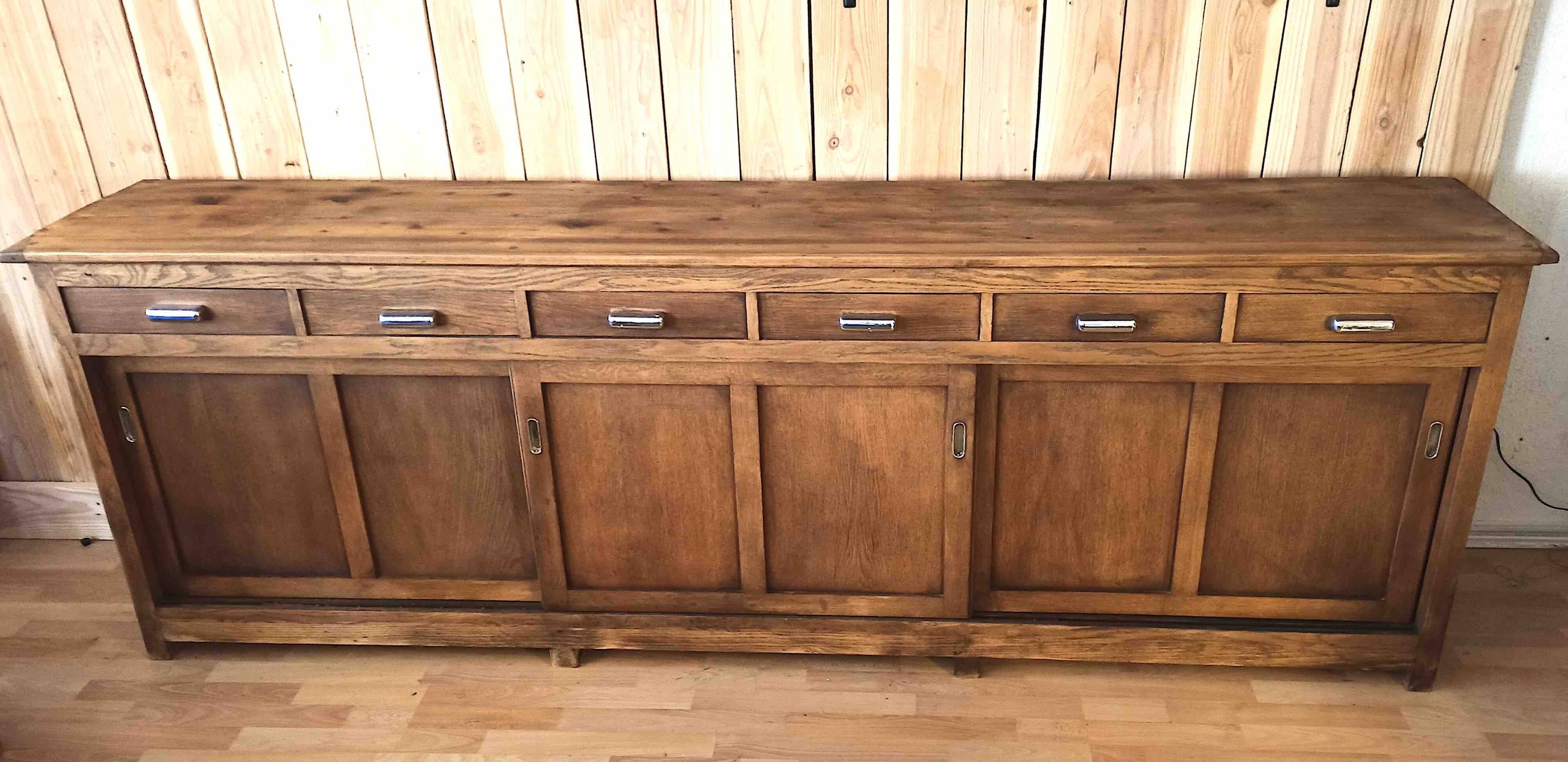 Old pharmacy cabinet from the 1950s width 263 cm