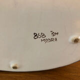 Ceramic pot blue floral decoration vintage signed modra