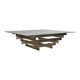 Table basse sculpturale en aluminium brossé et verre – années 1970