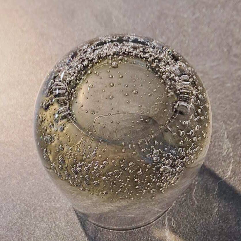 Set of 5 smoked bubble bottom glasses