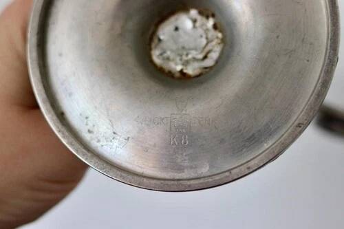 Vintage Pewter Double-Arm Candelabra – Art Nouveau Style Candle Holder