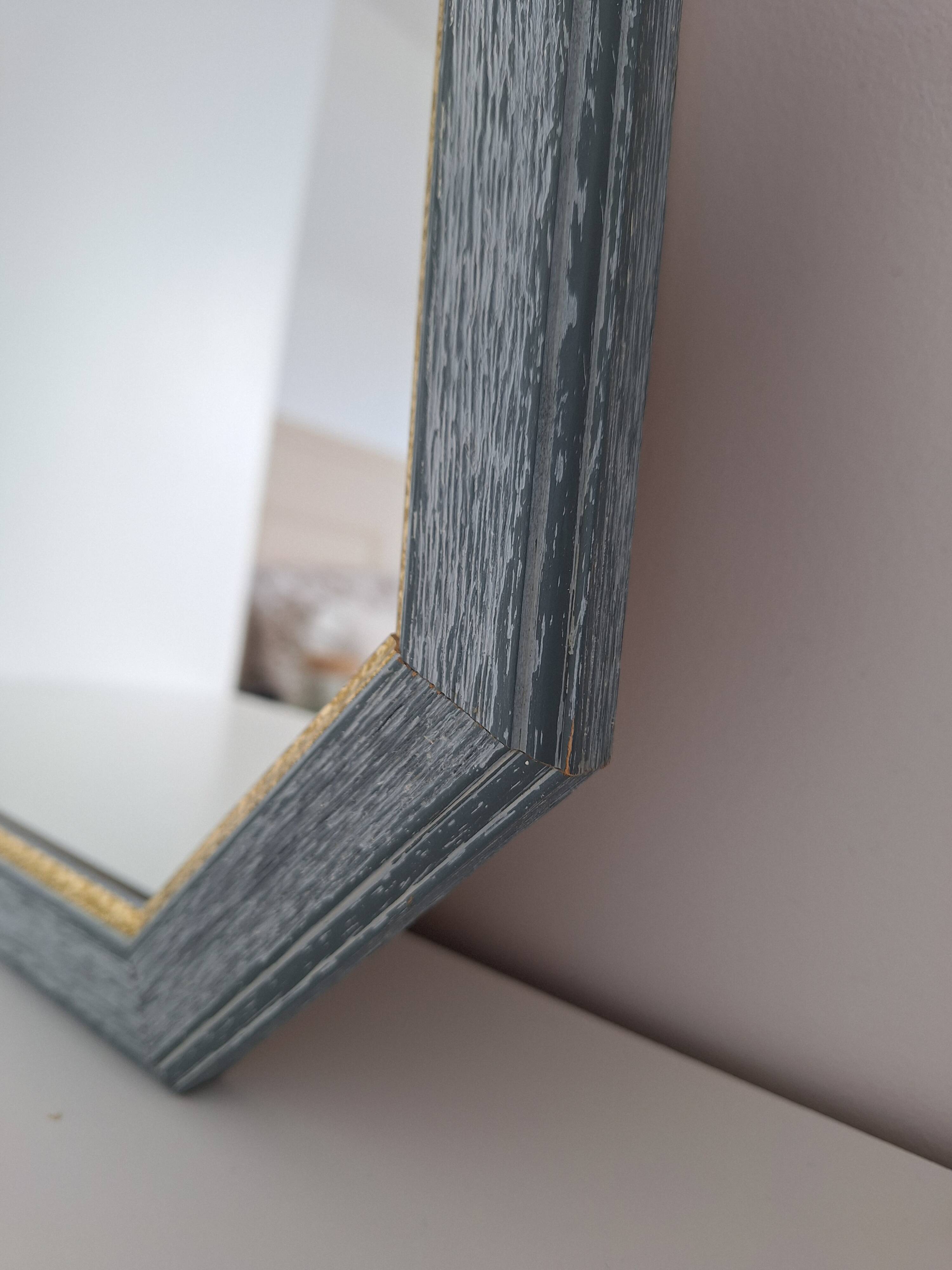 Vintage blue octagon mirror