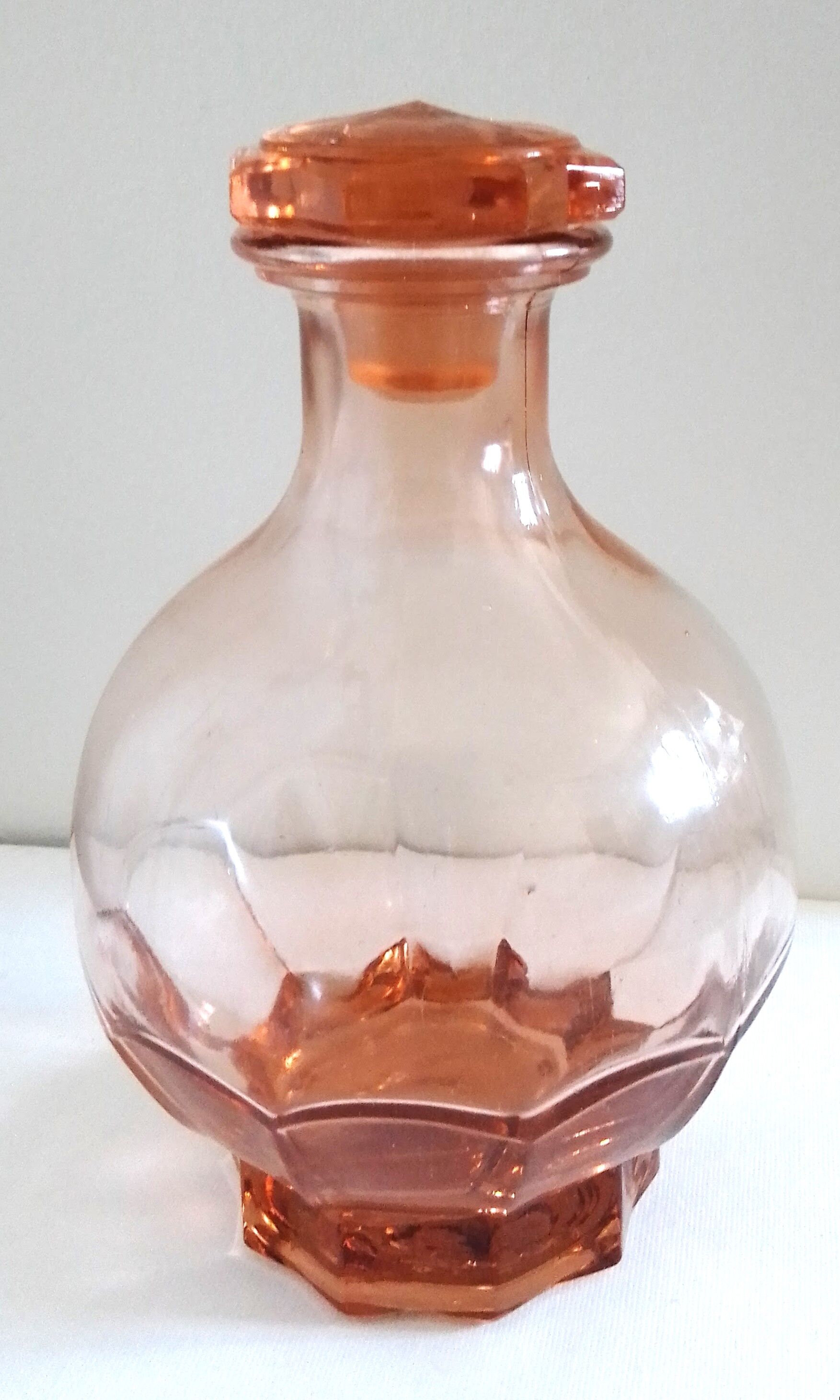 Pink molded glass decanter, Luminarc