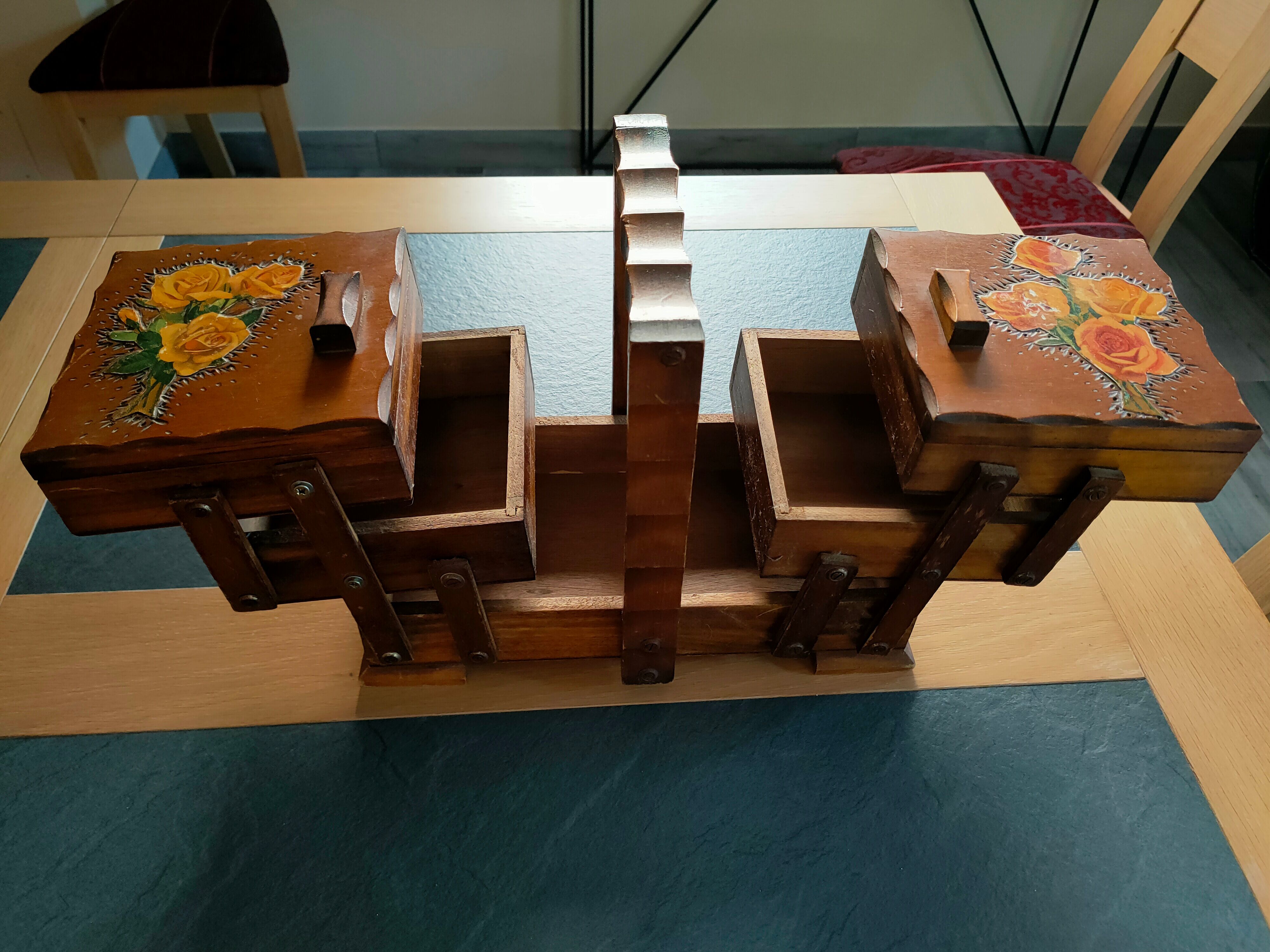 Vintage worker table sewing box