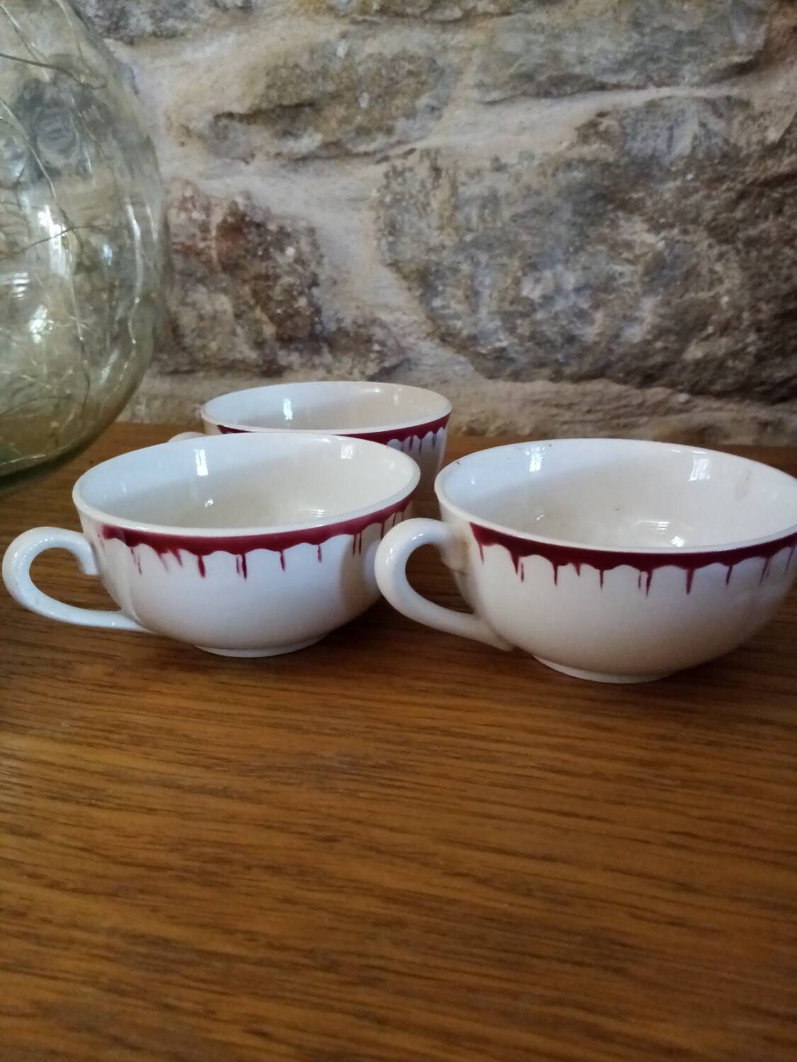 Sarreguemines Epernay porcelain cups