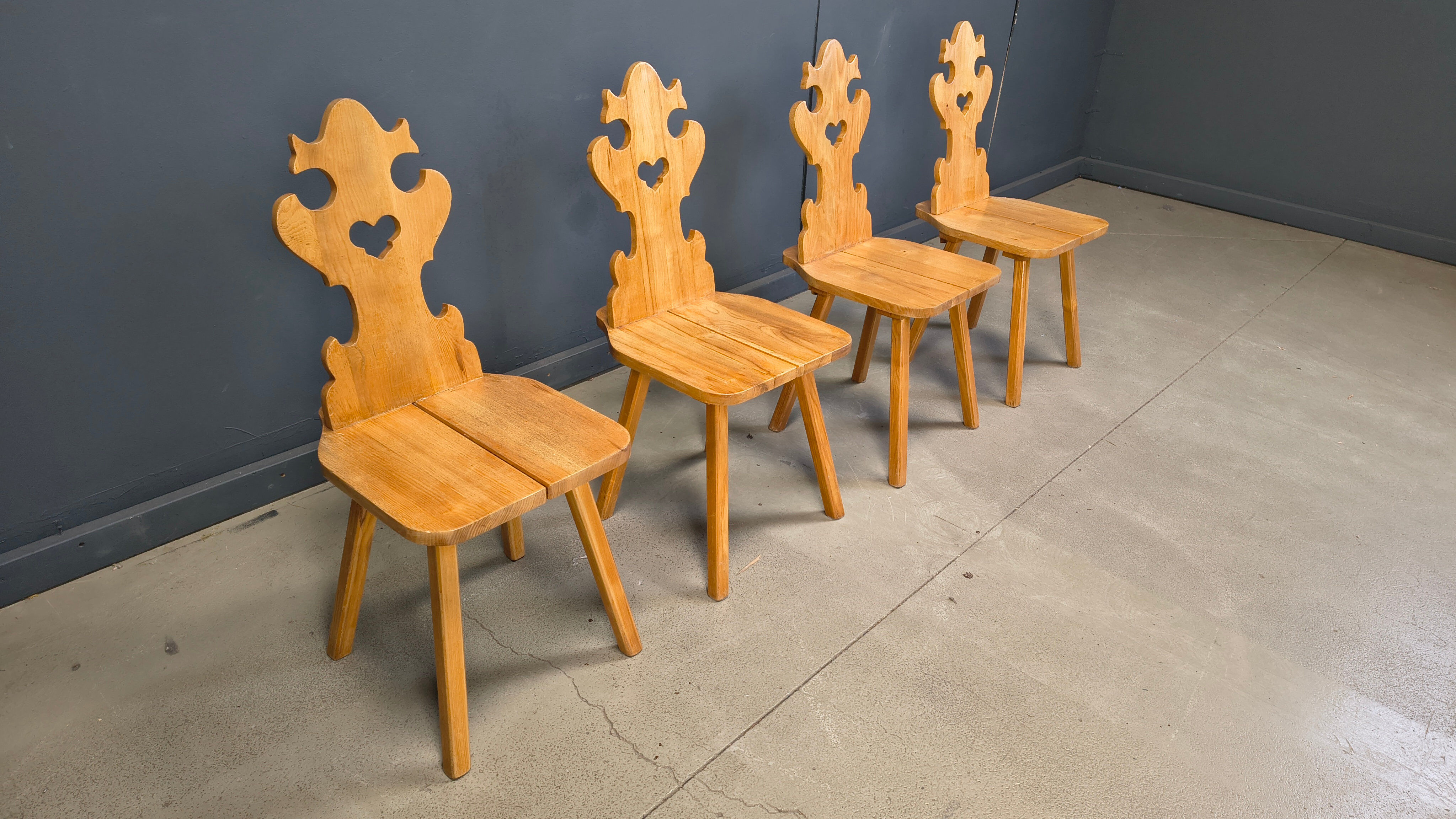 Vintage rustic Tiroler style dining chairs, 1960s