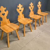 Vintage rustic Tiroler style dining chairs, 1960s