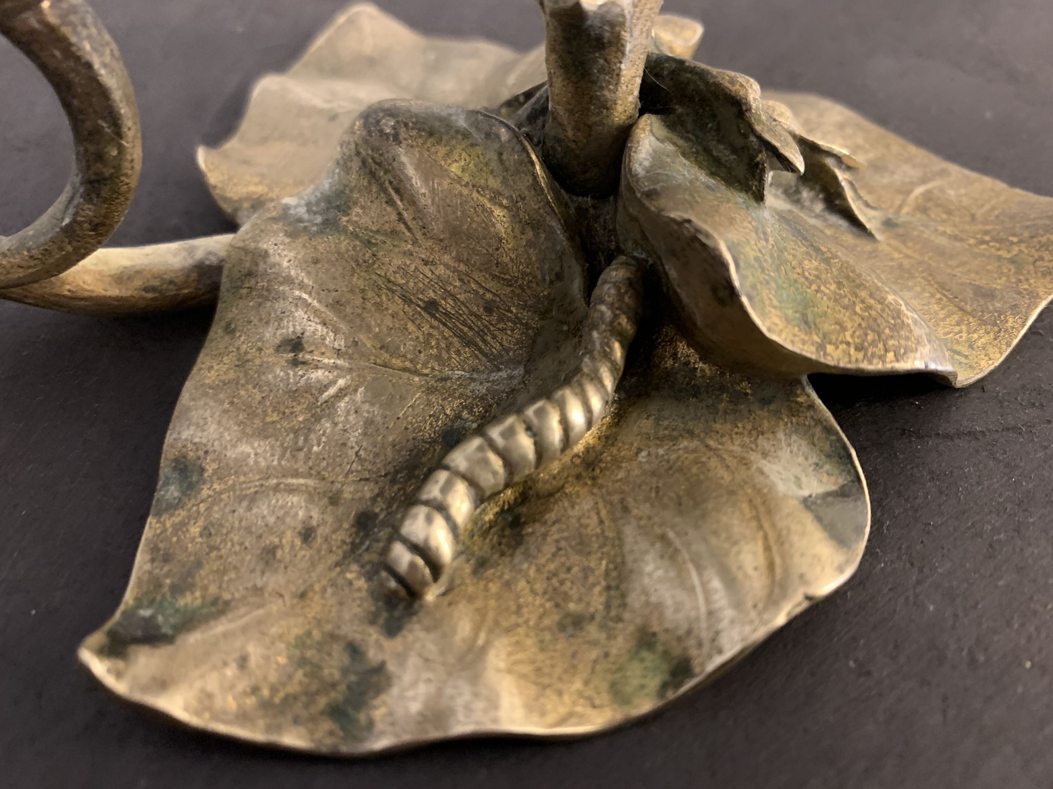 Art Nouveau bronze hand candle holder or cellar rat, 1900