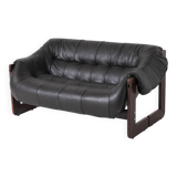 Percival Lafer loveseat Mp-97 in leather, Brazil, 1970s