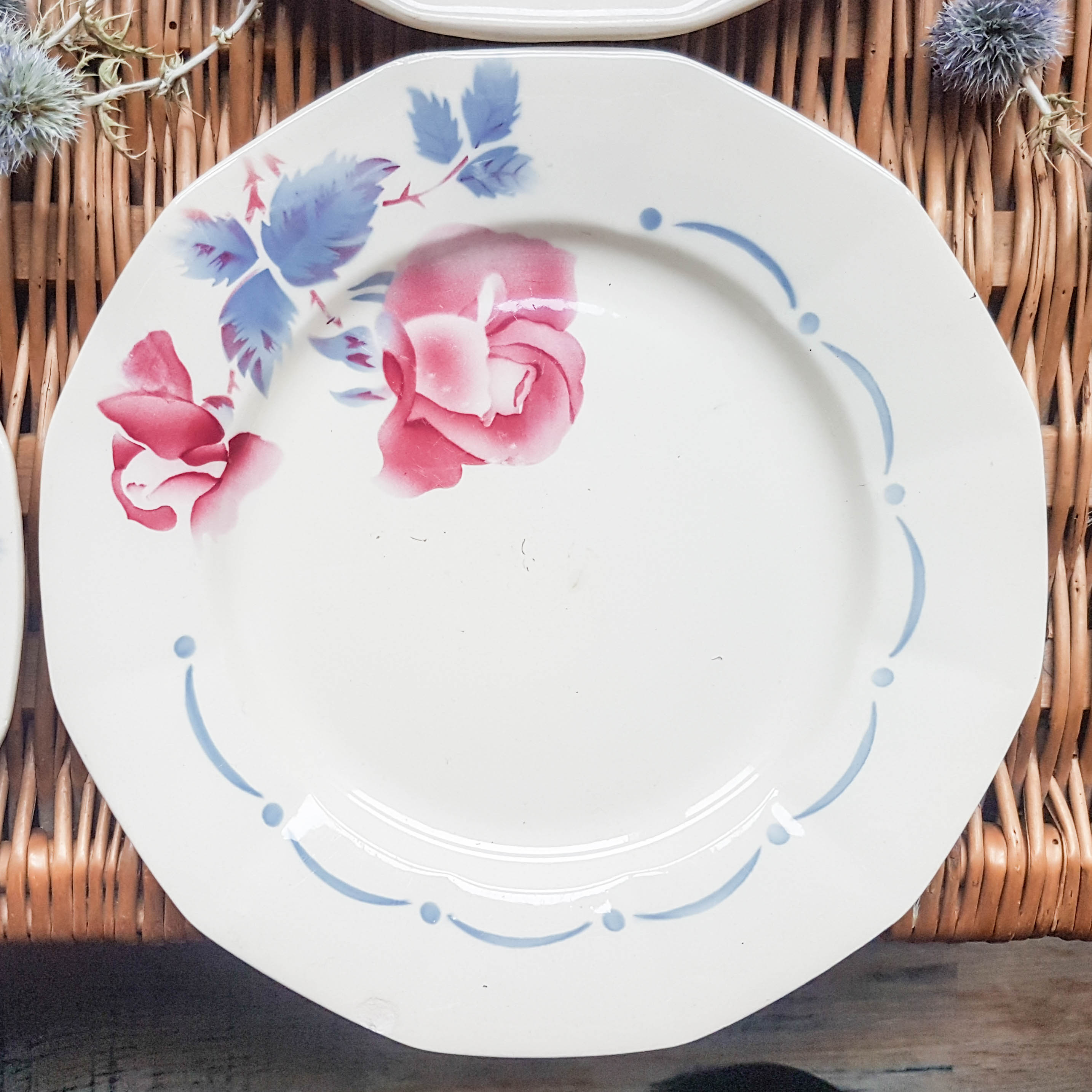 Lot de 4 assiettes plates "boulogne" Digoin Sarreguemines